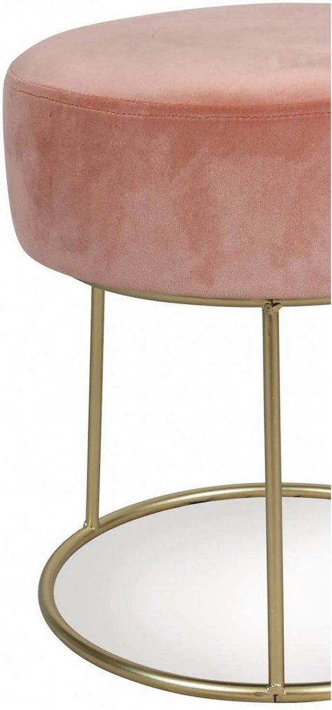 Puf catifea roz pudrat si baza alama Hobby Rose | PRIMERA COLLECTION