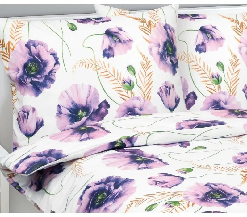 Bellatex Lenjerie de pat din bumbac Violet cu flori, 140 x 200 cm, 70 x 90 cm