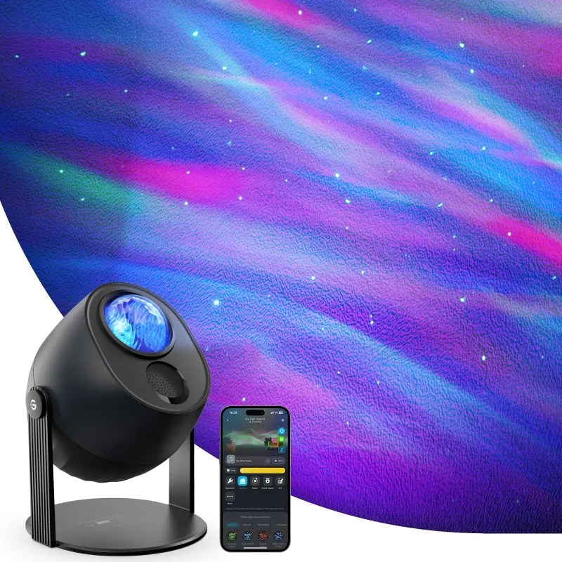 Smart lampa tip proiector Govee Star Light Projector H6093, 12 W, RGBW, Control vocal, Wi-Fi, Bluetooth, Negru