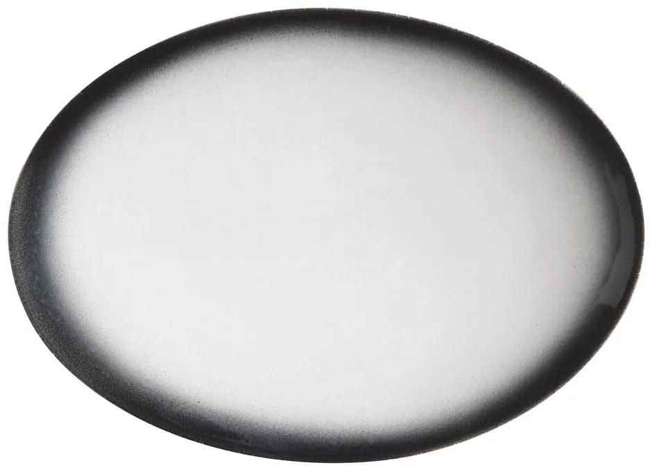 Farfurie ovală din ceramică Maxwell &amp; Williams Caviar, 30 x 22 cm, alb - negru