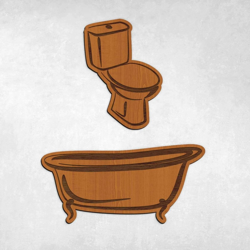DUBLEZ | Semn indicator din lemn pentru ușă WC + Baie