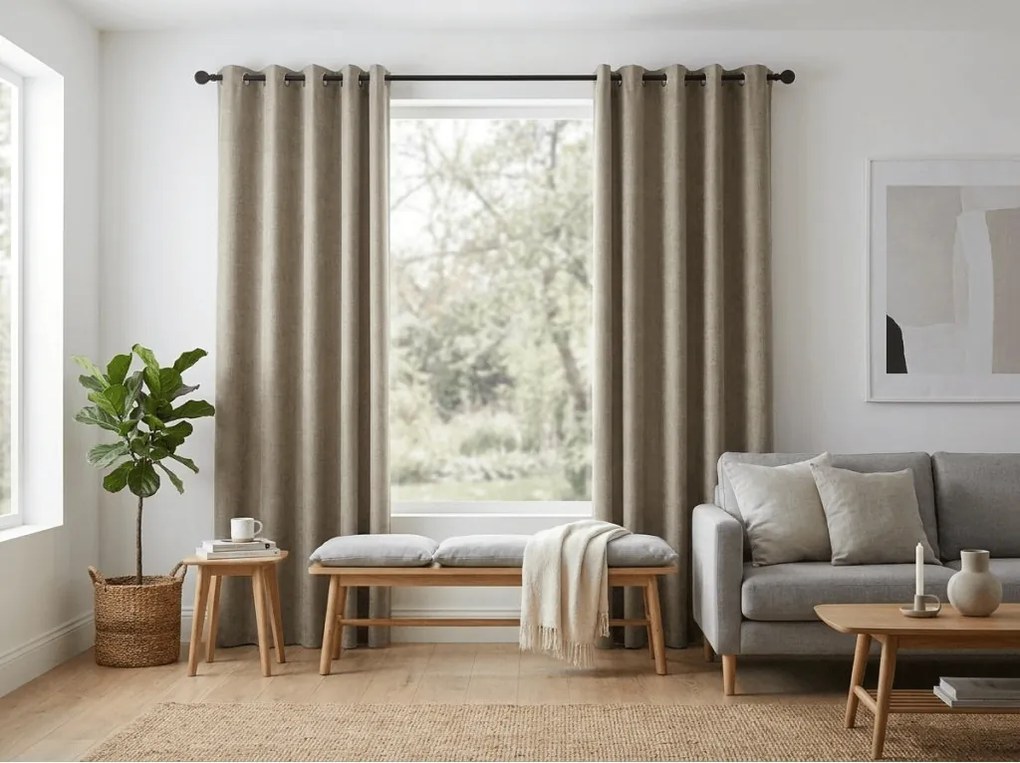 Perdea blackout LOOM VELVET 140x250 cm, bej-maroniu Agatat: Inele metalice