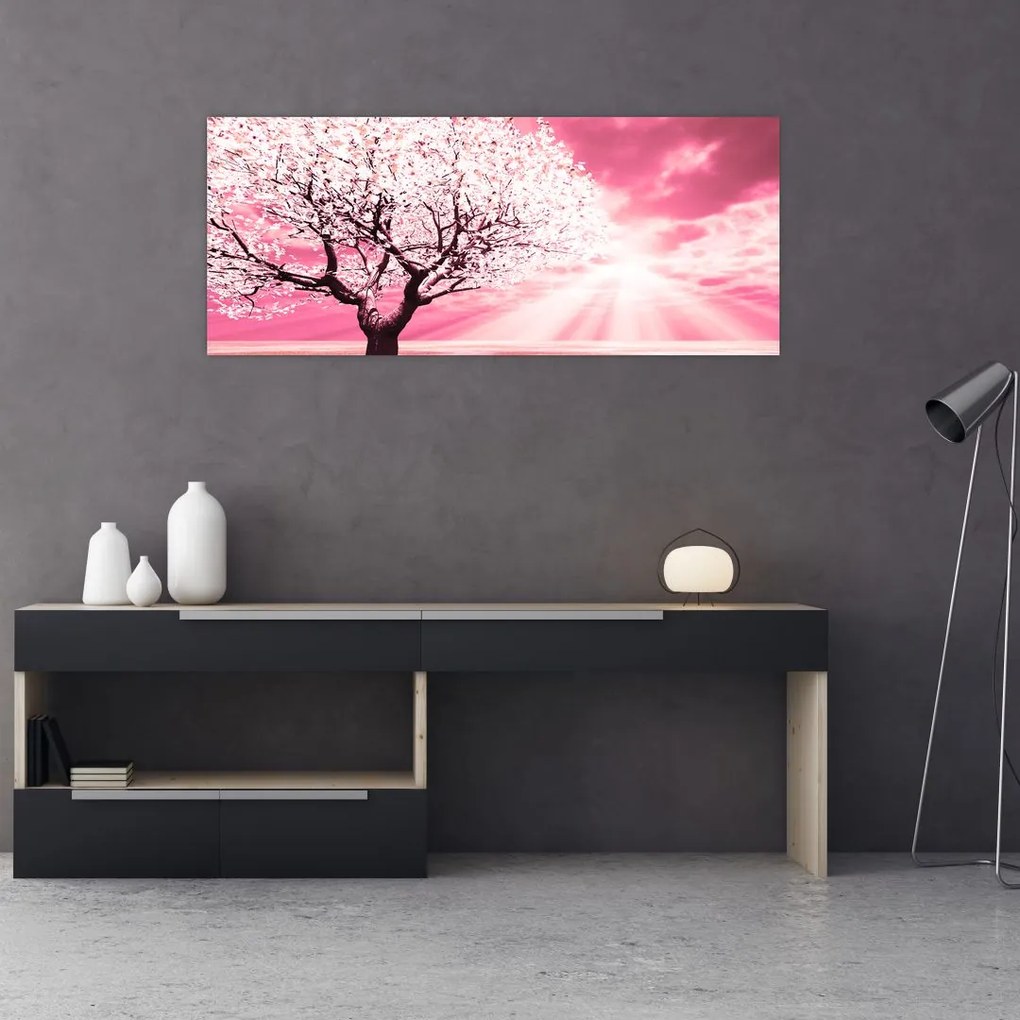 Tabloul cu pomul roz (120x50 cm)