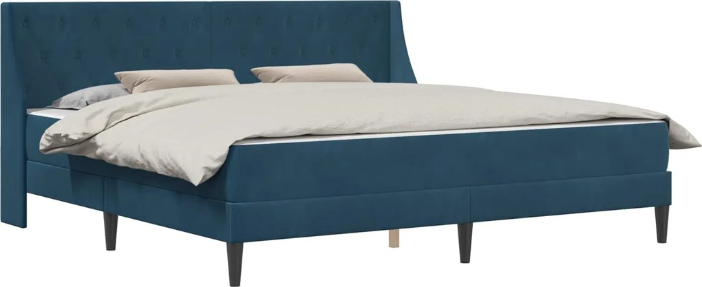 vidaXL Cadru de pat cu saltea cu saltea albastru 200 x 200 cm Catifea