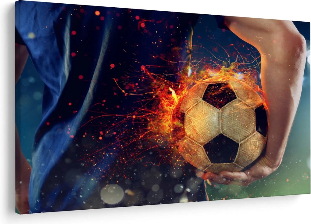 Tablou - Minge de fotbal în flăcări (90x60 cm)