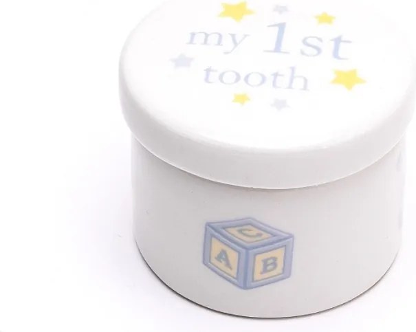 Set cadou pusculita si cutiute bleu din ceramica Hello Baby