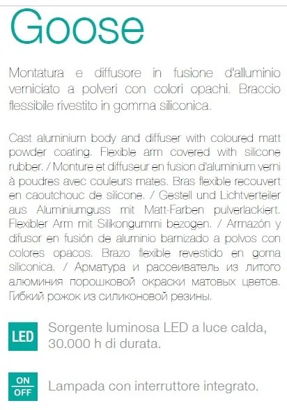 Aplica de perete cu brat flexibil LED GOOSE AP1 NERO 142692