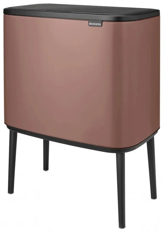 Coș Brabantia Bo Touch 1008856, 11+23 l, Deschidere lină și silențioasă, Deschidere mare, Finisaj satinat, Maro