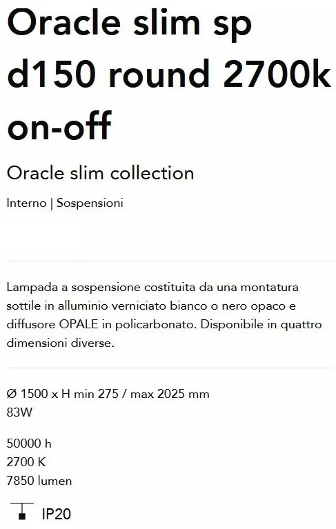 Lustra LED XXL suspendata Oracle slim sp d150 round 2700k on-off negru