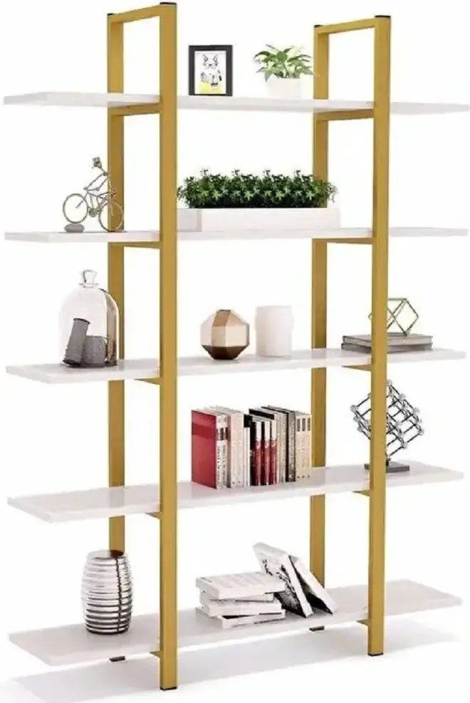 Biblioteca Lana din metal auriu 178x120x28 cm