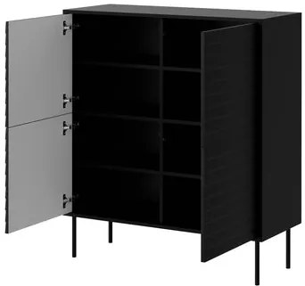 Set mobilier living Hermano I (Negru + Nuc warnia) . 1105956