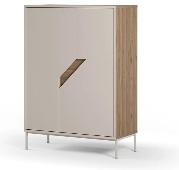 Comodă crem/în culoare naturală cu aspect de lemn de stejar 85x120x40 cm Lilou – Marckeric