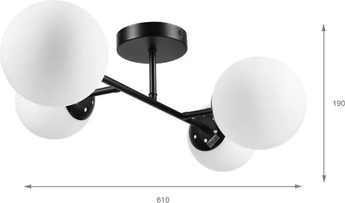 Brilagi - Lustră aplicată MALONY 4xE14/20W/230V neagră