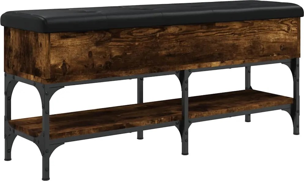vidaXL Bancă de pantofi, stejar fumuriu, 102x32x45 cm, lemn prelucrat