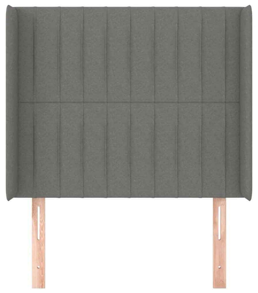 Tablie de pat cu aripioare gri inchis 83x16x118 128 cm textil 1, Morke gra, 83 x 16 x 118 128 cm