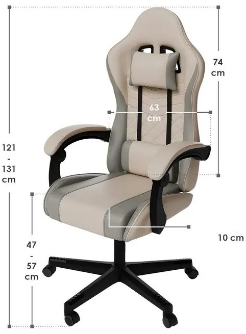 Juskys Scaun de birou HyperSeat - bej/gri