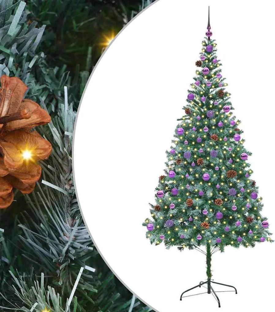 vidaXL Brad de Crăciun artificial cu 300 LED Verde 210 cm PVC și Oțel