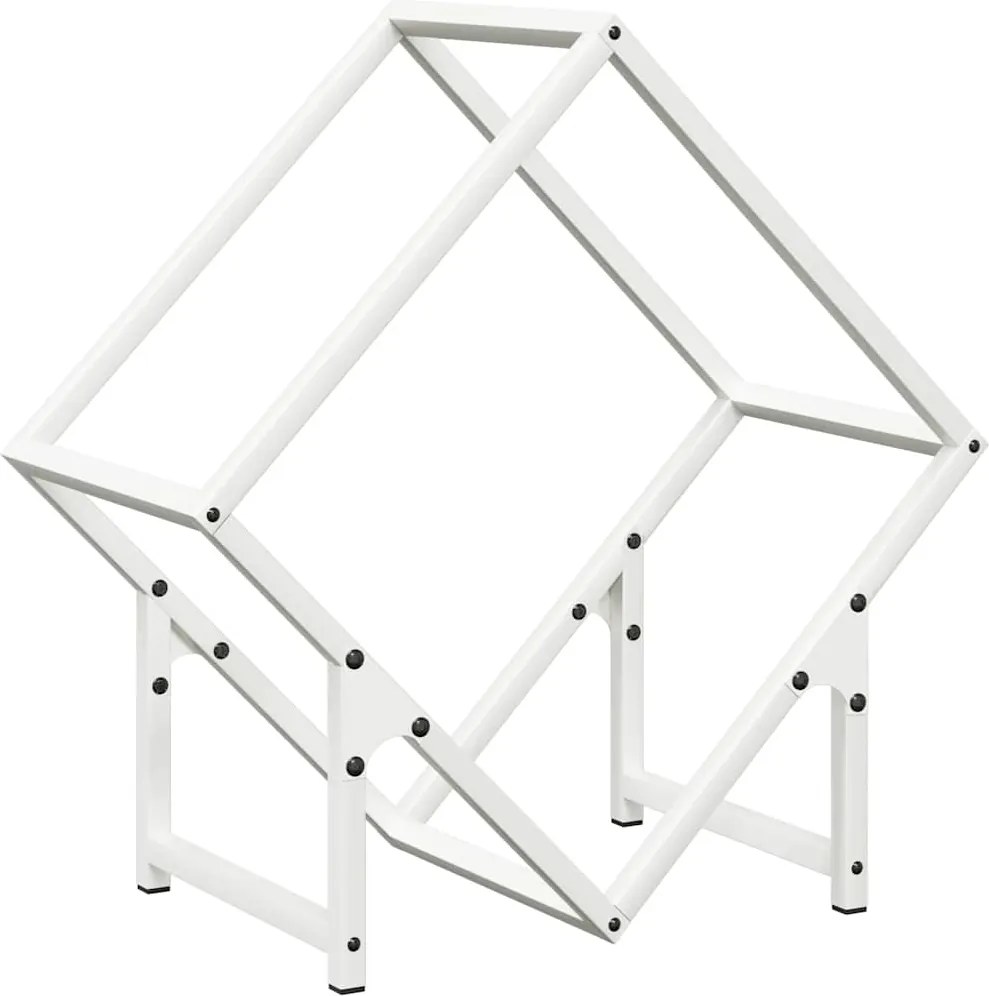 vidaXL Suport pentru lemne de foc alb 50x25x50 cm Oțel laminat la rece