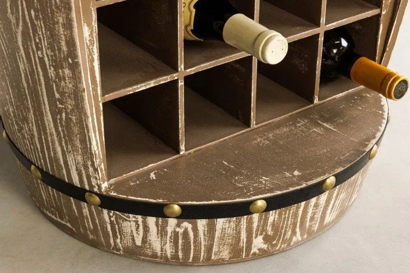 Butoi suport pentru sticle si pahare de vin Bodega 97cm natur