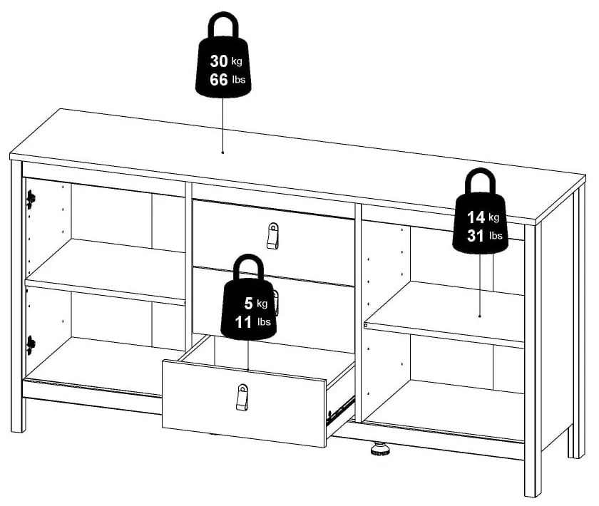 Comodă grej 152x80x38 cm Madrid – Tvilum