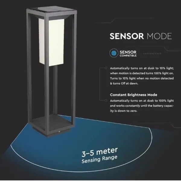 Lumină solară LED cu senzor SAMSUNG CHIP LED/2W/3,7V IP65 2600 mAh