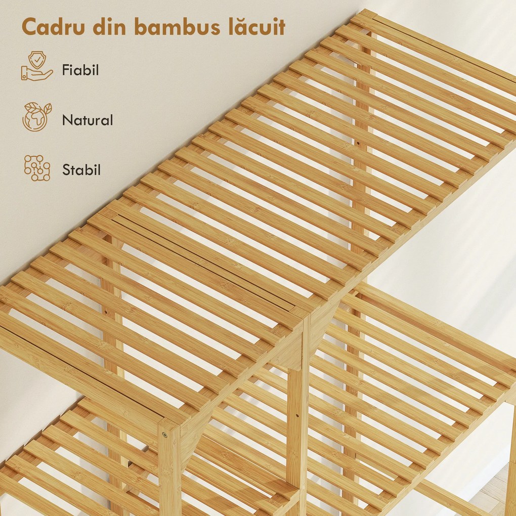 HOMCOM Mobilier deasupra mașinii de spălat din bambus cu 7 rafturi reversibile, spațiu economisitor, pentru depozitare și organizare, pentru baie și spălătorie, 100x40x157 cm, culoare lemn | Aosom Romania