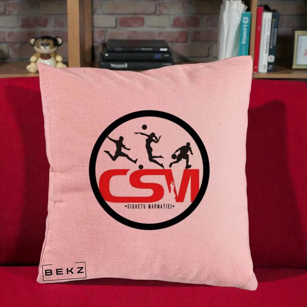 Perna Personalizata CSM Sighetu Marmatiei Sport, 40x40 cm, Roz, Husa Detasabila, Perna Inclusa, BEKZ®
