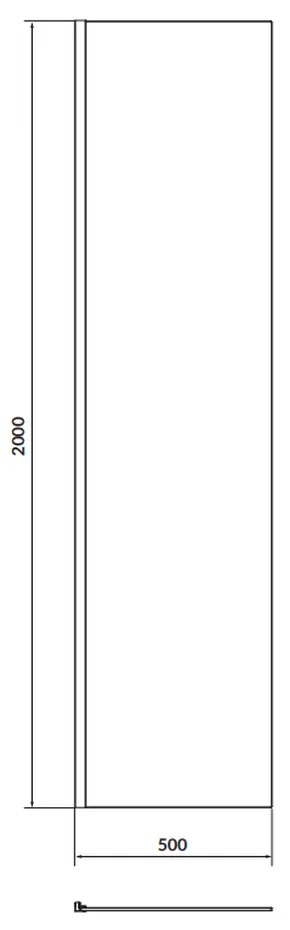 Paravan dus sticla securizata 50x200 cm profil crom pentru cabina dus walk-in Cersanit Mille 500x2000 mm, Crom lucios