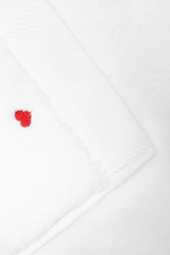 Prosop MICRO LOVE 50x100 cm Alb – Inimioare roz