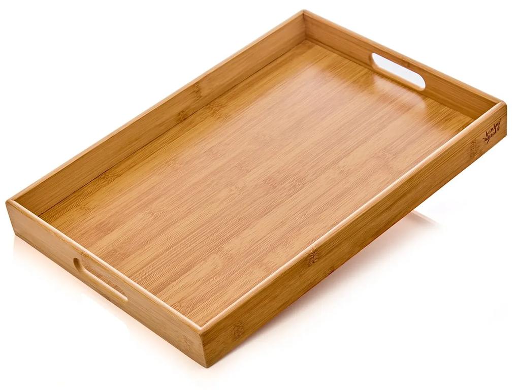 Tavă de servit în pat, ușoară, 42,5 × 4,5 × 29 cm, durabilă, din bambus