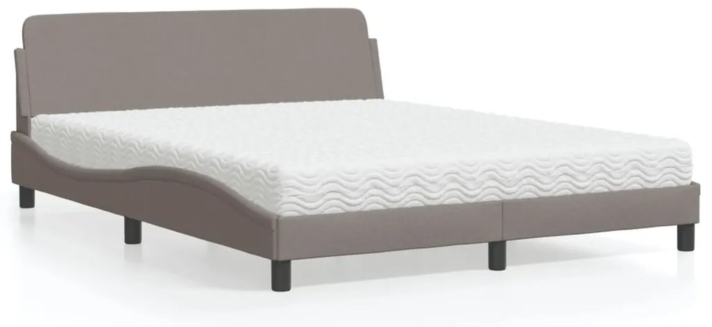 vidaXL Pat cu saltea, gri taupe, 160x200 cm material textil