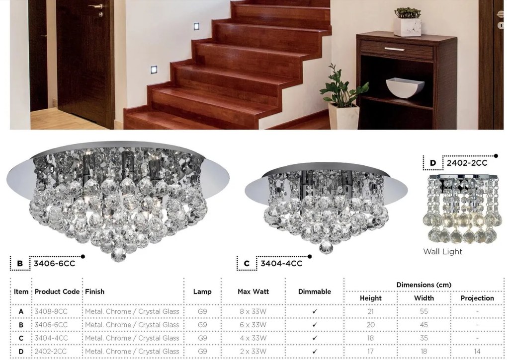Lustra eleganta design modern Hanna crom 6L 3406-6CC SRT