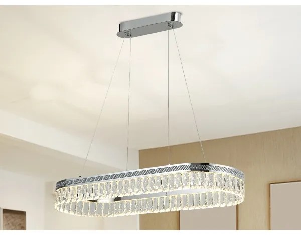 Candelabru cu cristale LED reglabil, suspendat pe cablu THALIA LED/50W/230V 3000-6000K + telecomandă