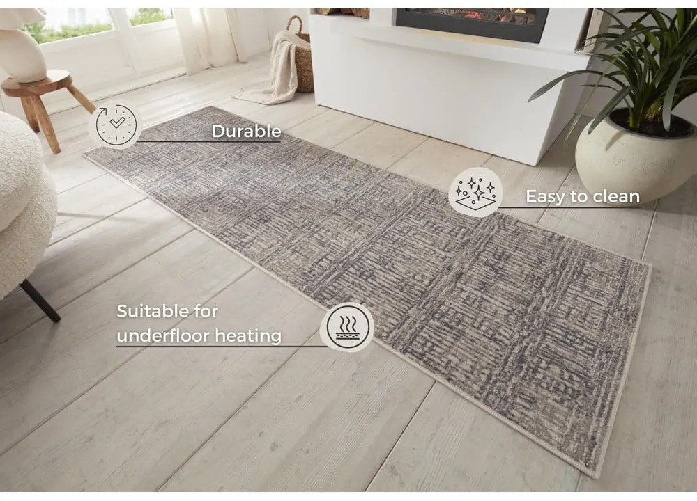 Covor tip traversă gri 80x200 cm Terrain – Hanse Home