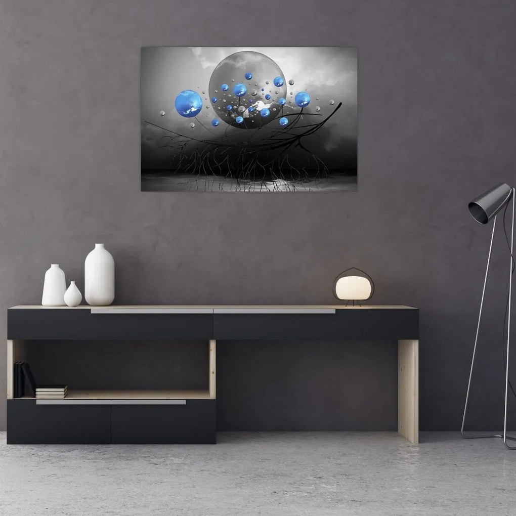 Tabloul cu bile abstracte albastre (90x60 cm)
