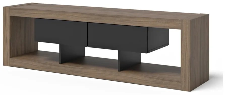 Comodă TV negru-maro cu aspect de lemn de nuc 175x52 cm Nara – TemaHome