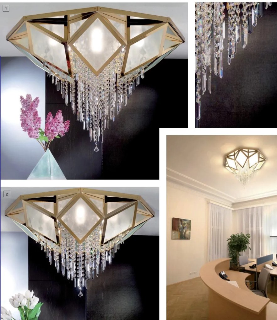 Aplica de perete cristal Swarovski Spectra design de lux Oktogon 30cm 24K gold plated
