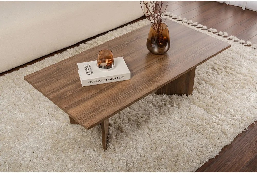 Măsuță de cafea maro închis cu aspect de lemn de nuc 60x119 cm Sabin – Kalune Design