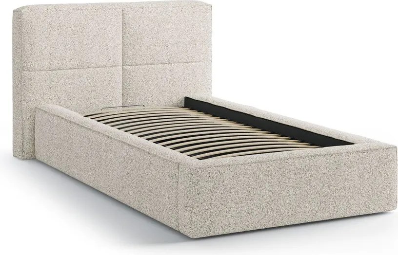 Pat bej tapițat cu spațiu de depozitare cu somieră 90x200 cm Darren – Micadoni