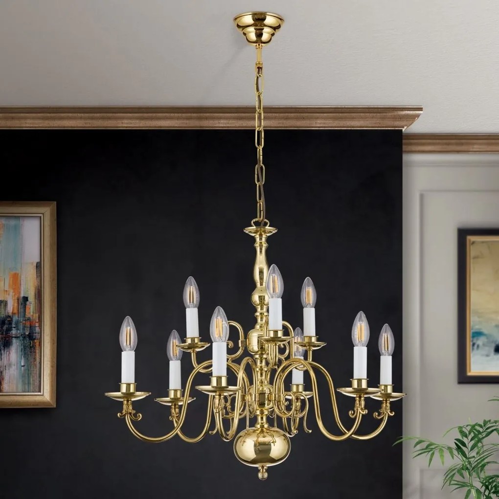 Candelabru 9 brate design clasic FLAMISCH, alama lucioasa