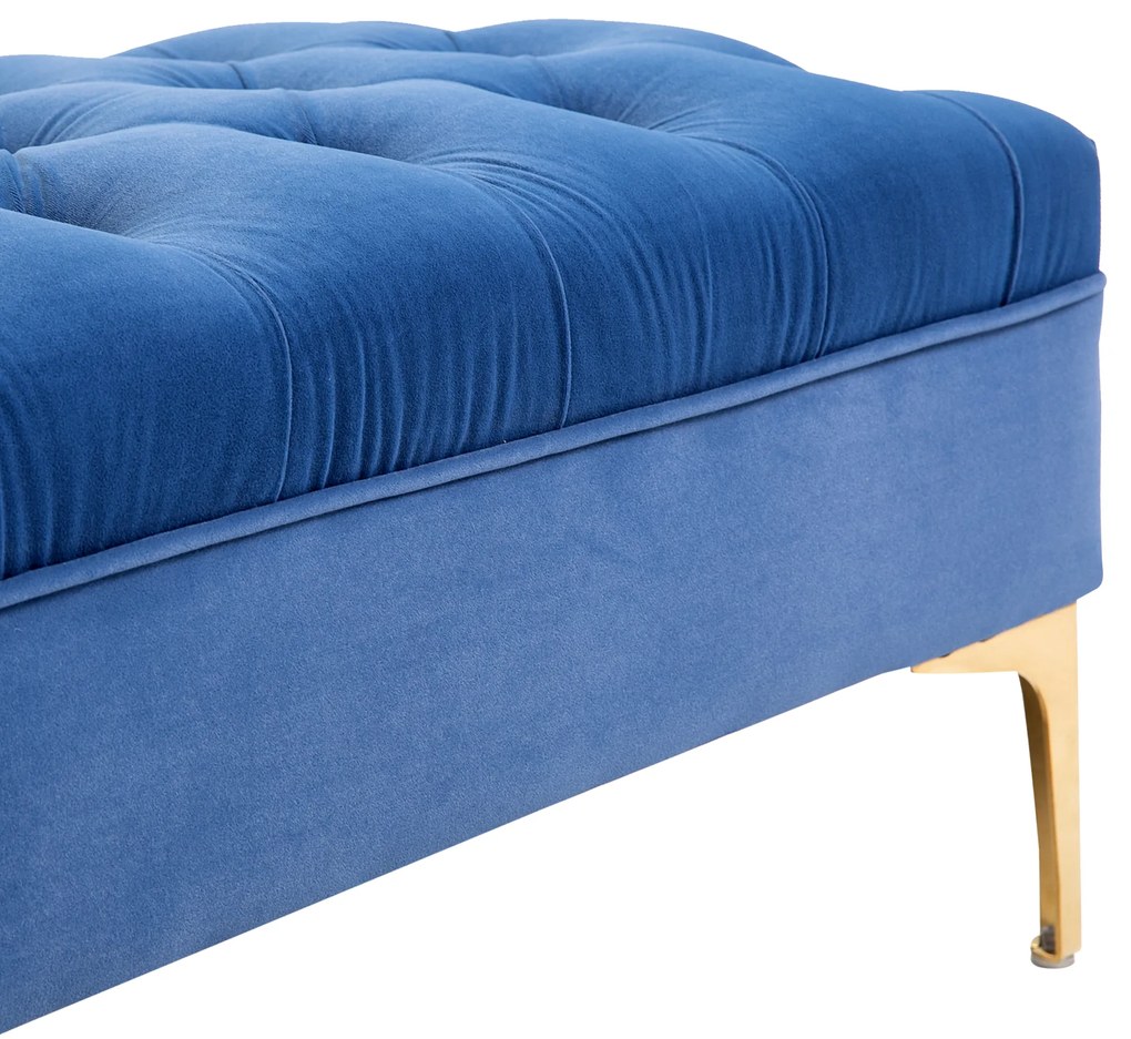 HOMCOM Bancă Hol, Bancă la Capătul Patului din Catifea Albastru Închis, Design Modern cu Picioare Metalice Aurii, 118x45x42cm | Aosom Romania