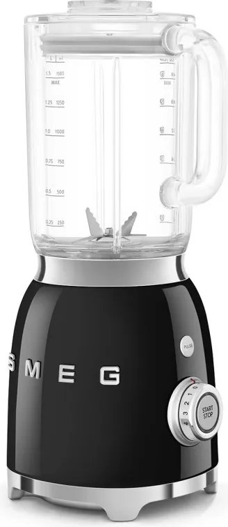 Blender Smeg BLF03BLEU, 800 W, 1,5 l, 18 000 rpm, 4 programe, 4 viteze + Impuls, Otel inoxidabil, Negru