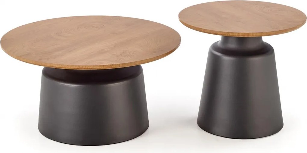 Set măsuțe de cafea Malomi - stejar natural / negru