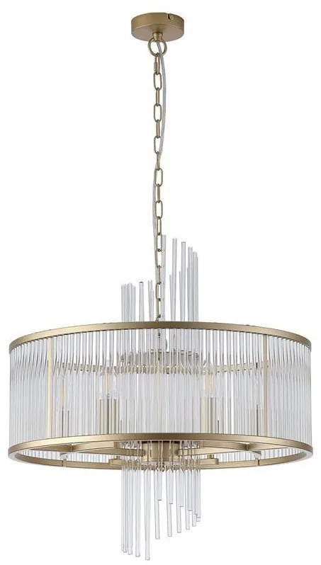 Candelabru modern metal auriu, tije din sticla Lara