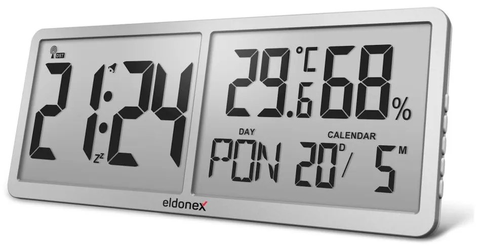 ELDONEX ECL-1110-SL - Ceas de perete digital TimeCheck 4xAA argintiu