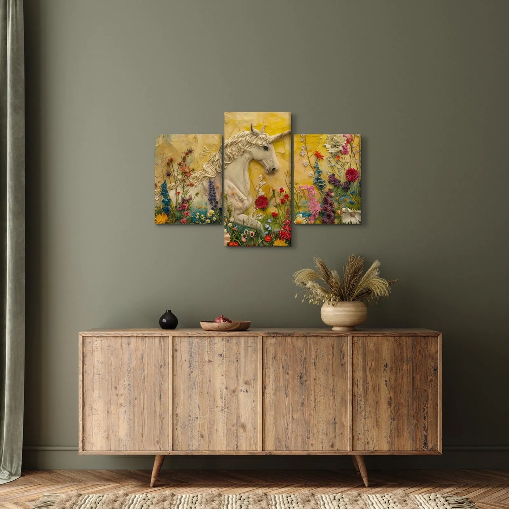 Tablou - Unicorn cu flori (90x60 cm)