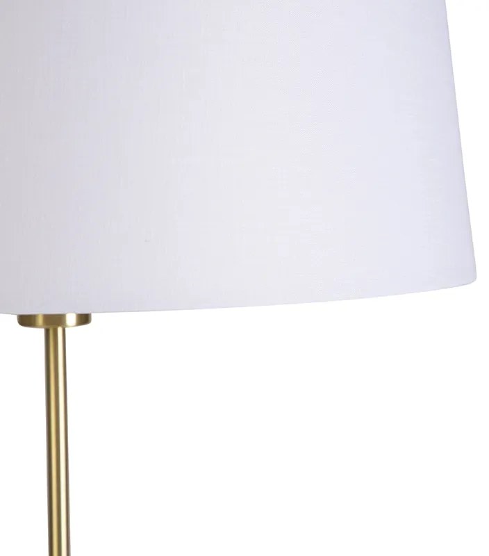 Lampă de podea aurie/din alamă cu abajur din in alb 45 cm - Parte