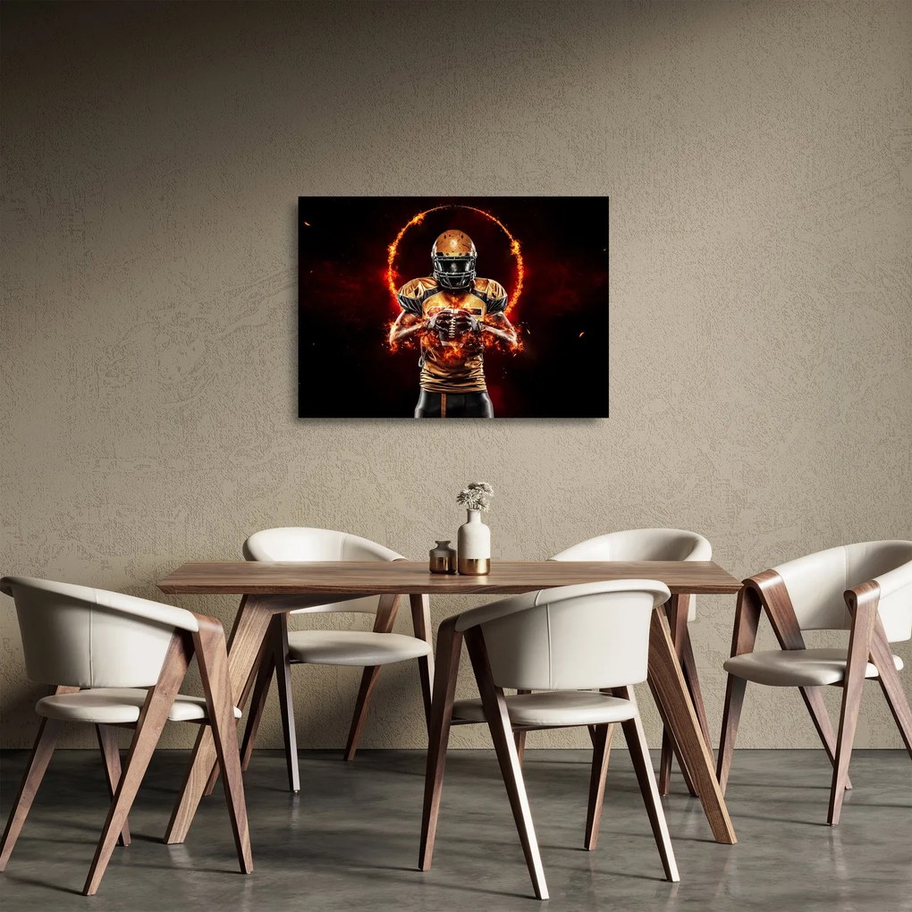 Tablou pe sticlă - Jucător de fotbal american (70x50 cm)