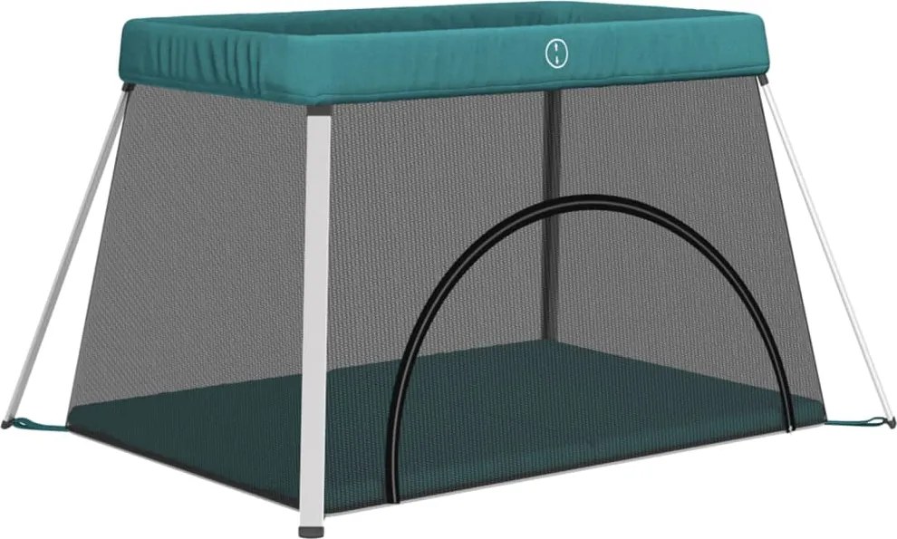 vidaXL Țarc pentru copii cu saltea, verde, pânză textil