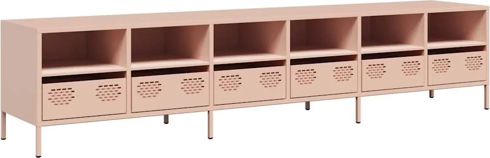 vidaXL Dulap TV, roz, 202x39x43,5 cm, oțel laminat la rece